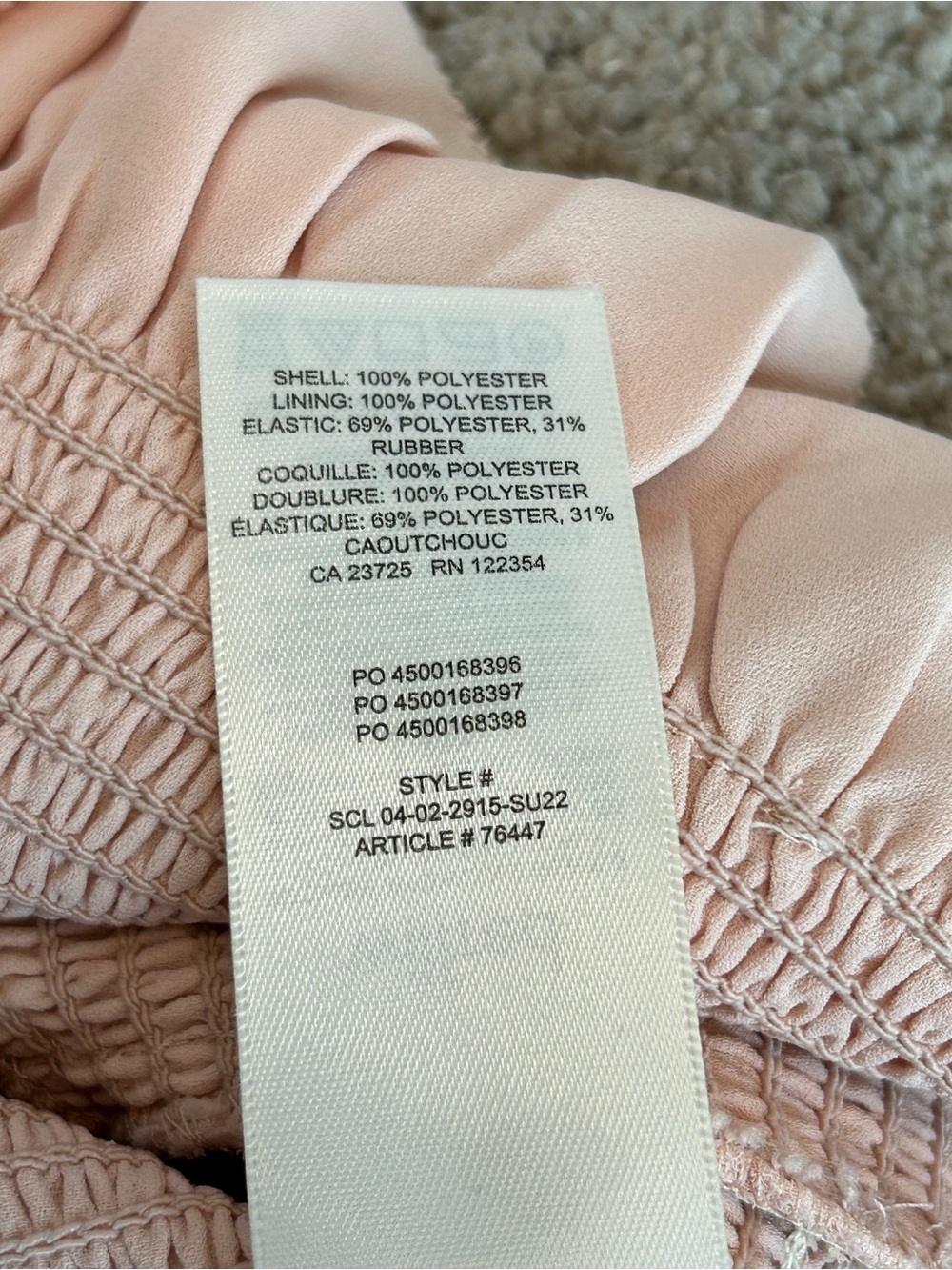 Aritzia Wilfred Blush Pink Smocked Tie-Shoulder Peplum Top Romantic Sz M - Picture 13 of 14